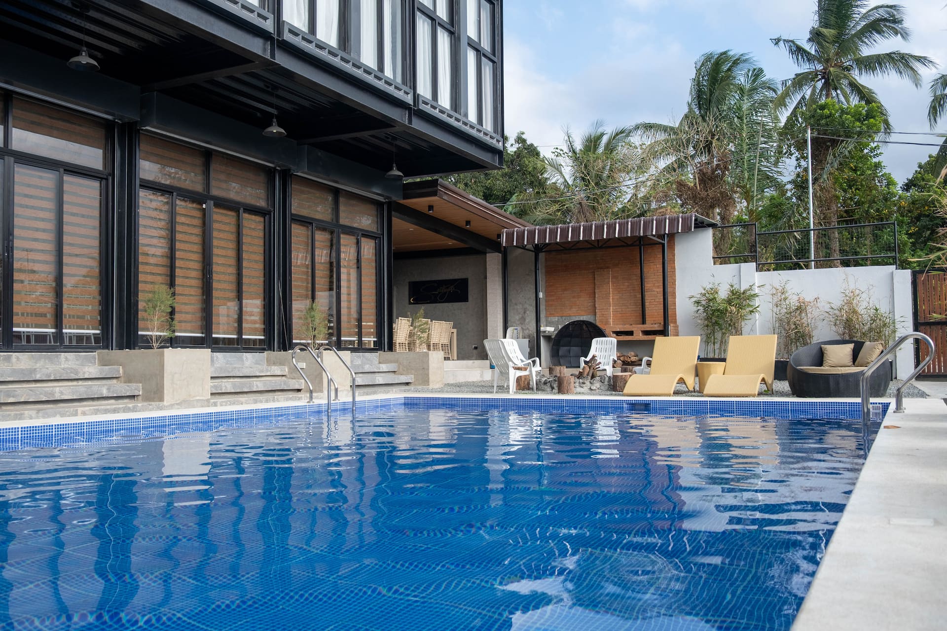 Private swimming pool and waterfall deck at Santiagos Resort